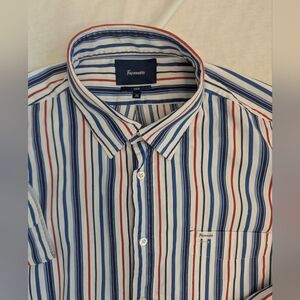 Faconnable Men's Button Up Casual Long Sleeve Shirt Striped Cotton Men's XL